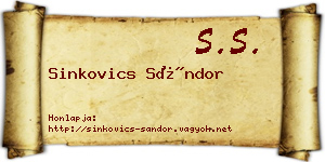 Sinkovics Sándor névjegykártya